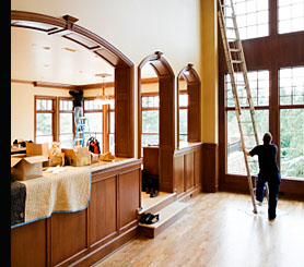 Installation of Lighting Equipment in a Golf Club Members' Lounge during refurbishment